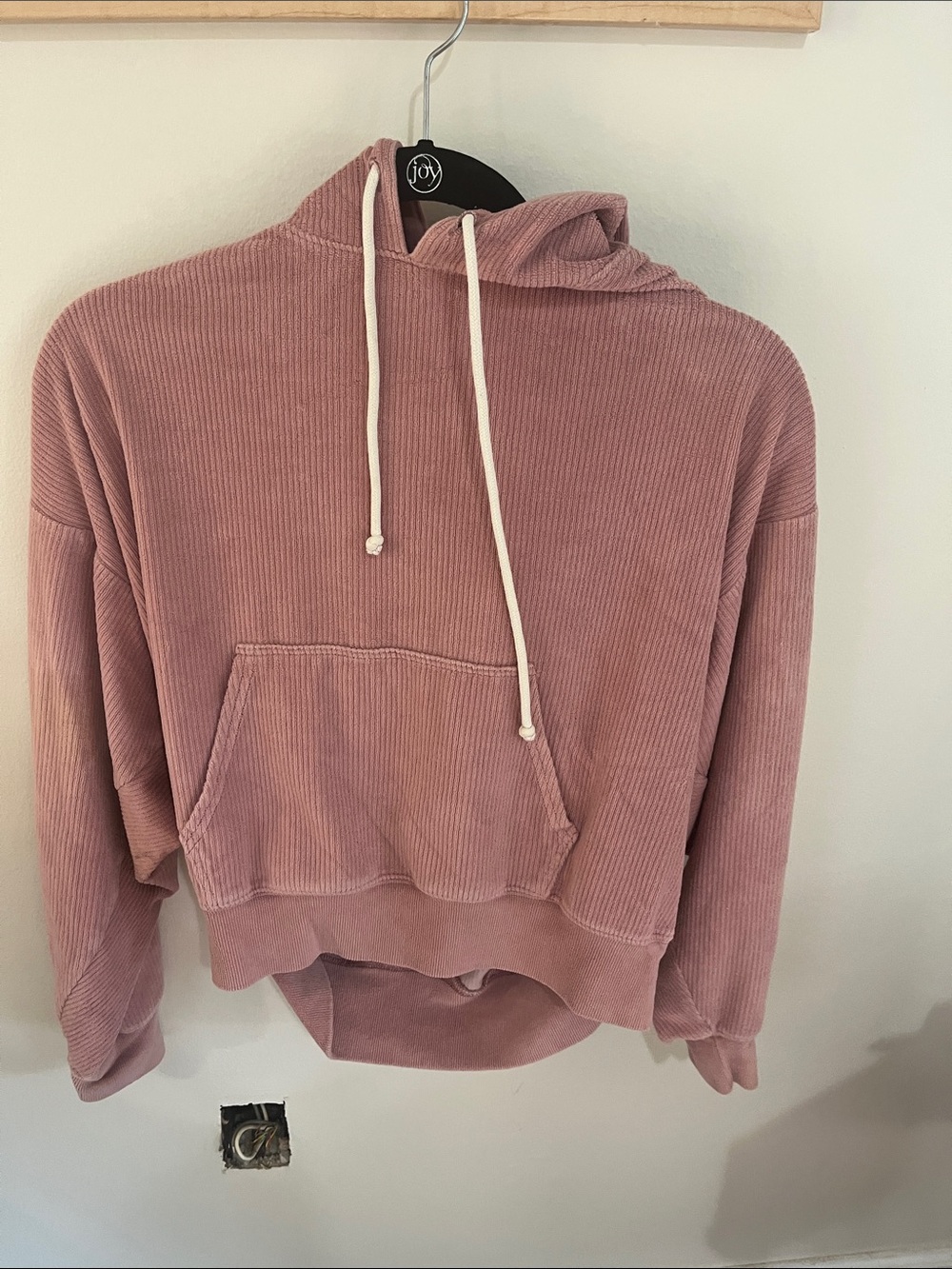 American Eagle Outfitters Corduroy Hoodie in Dusty Rose